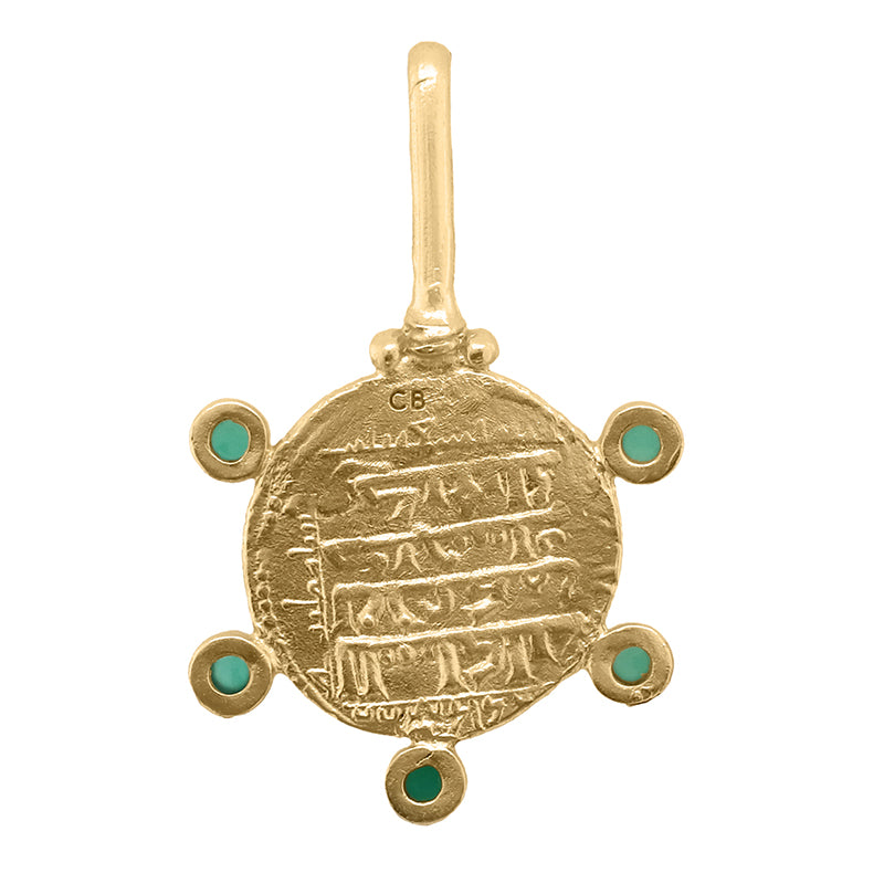 Jahangir Pendant with Green Onyx - 18K Gold Plated