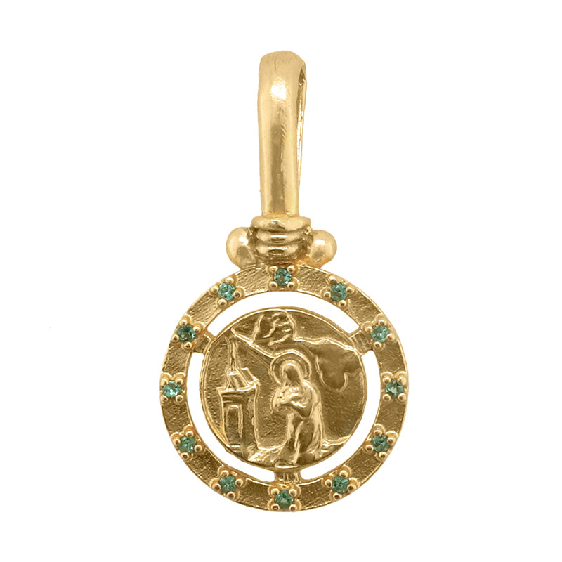 Fra Angelico Pendant with Emerald - 18K Gold Plated