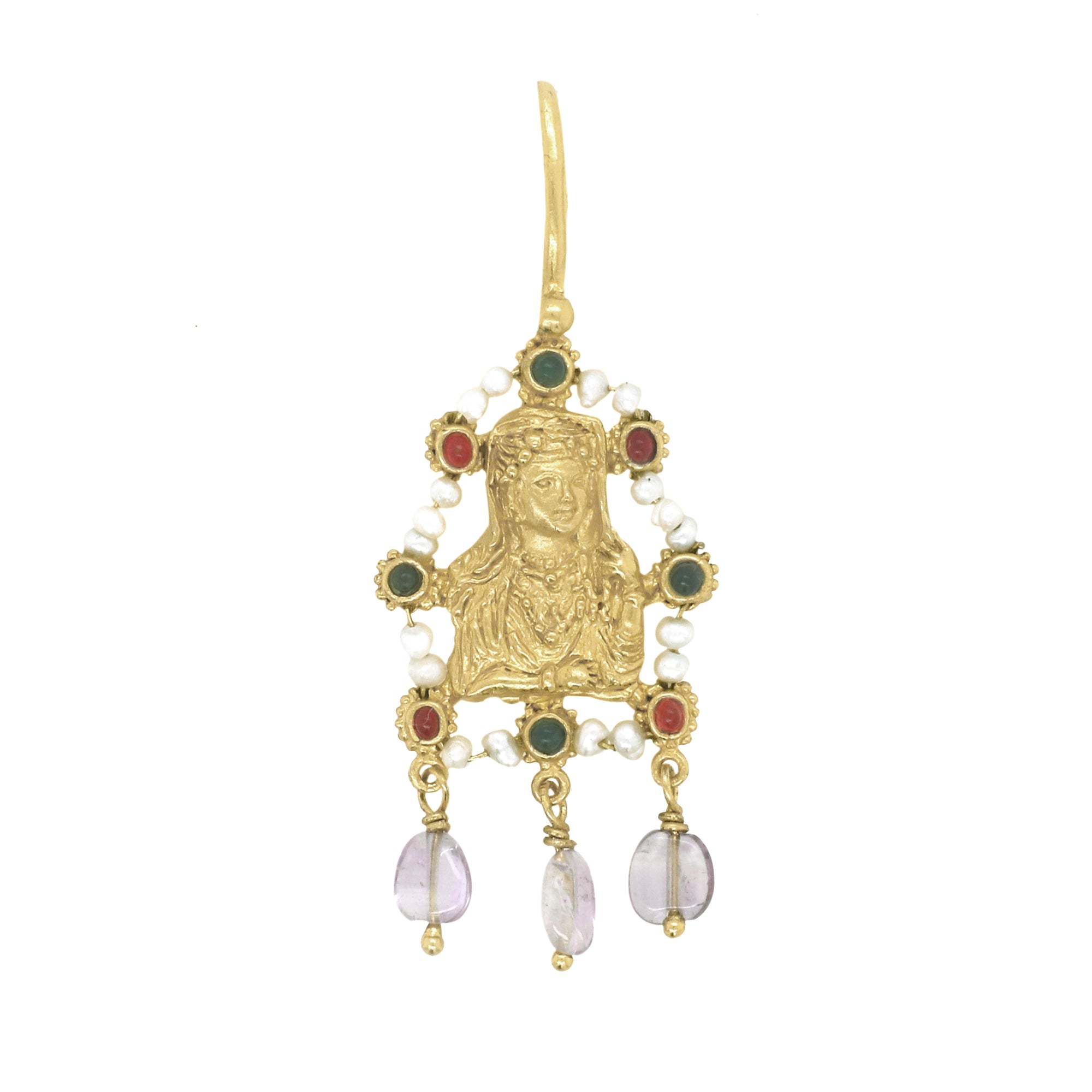 Irene Pendant with Pearl, Agate, Jade and Amethyst - 18K Gold Plated