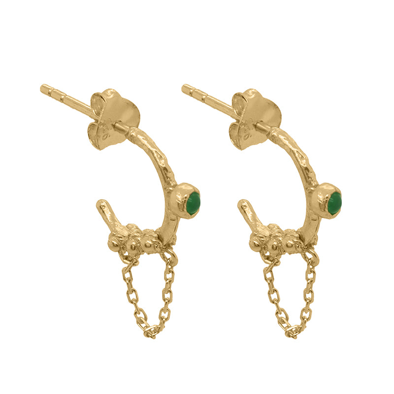 Urraca Earrings with Jade - 18K Gold Plated