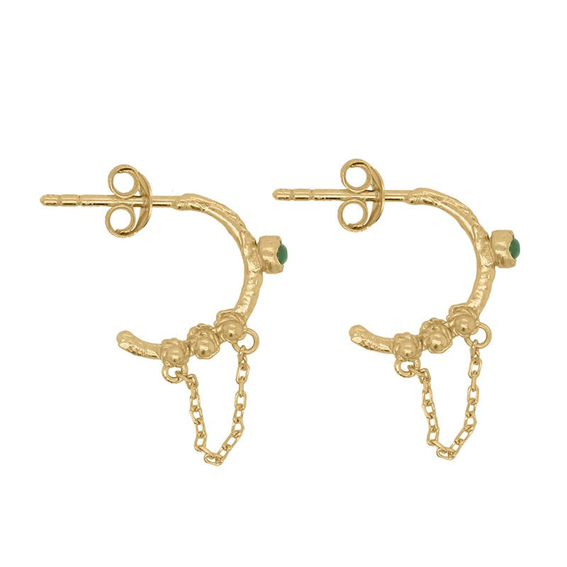 Urraca Earrings with Jade - 18K Gold Plated