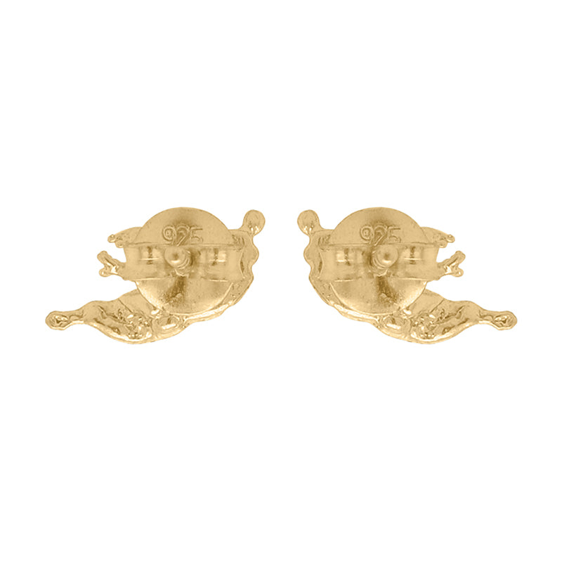 Aretino Studs - Gold cherub motif earrings with back fastening.