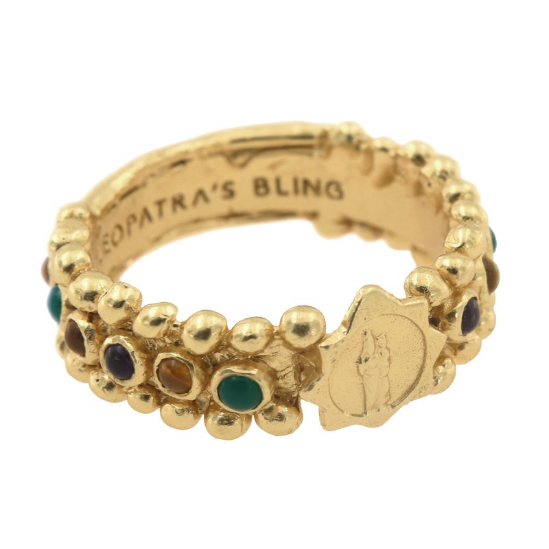 Dina Clarenza Ring with Tricolour Gems - 18K Gold Plated
