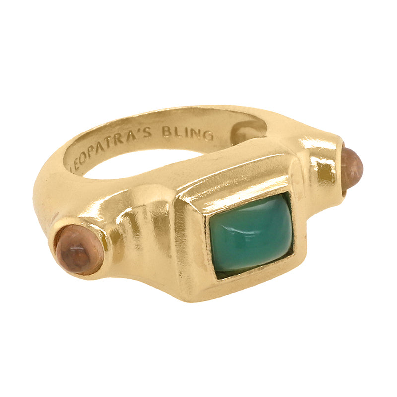 Chloe Ring with Agate - 18K Gold Plated