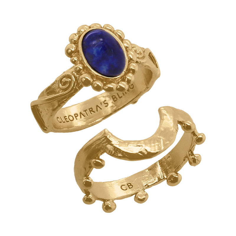 Lazaward Ring Stack in Lapis Lazuli - 18K Gold Plated