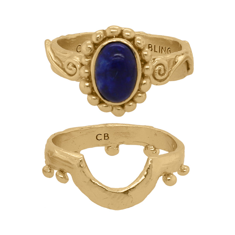 Lazaward Ring Stack in Lapis Lazuli - 18K Gold Plated