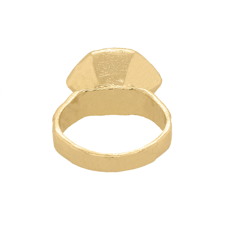 Jushi Ring with Jade - 18K Gold Plated