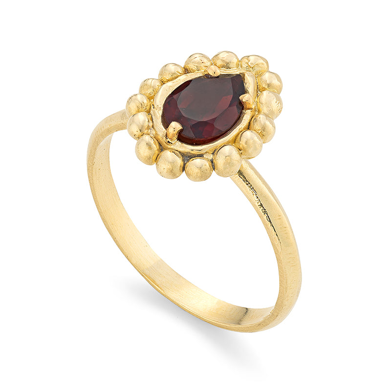 Rhea Ring in Garnet - Solid Gold