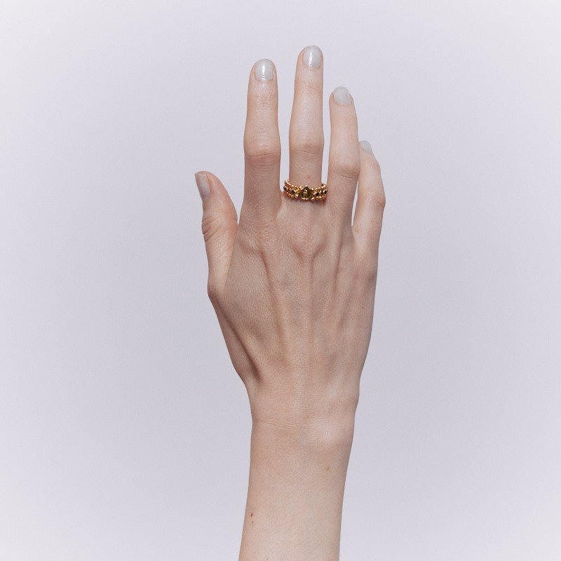 Dina Clarenza Ring with Tricolour Gems - 18K Gold Plated